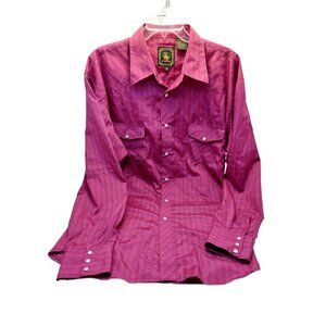 West Advanture Mens Pearl Snap Western Cowboy Red Striped Long Sleeve XL